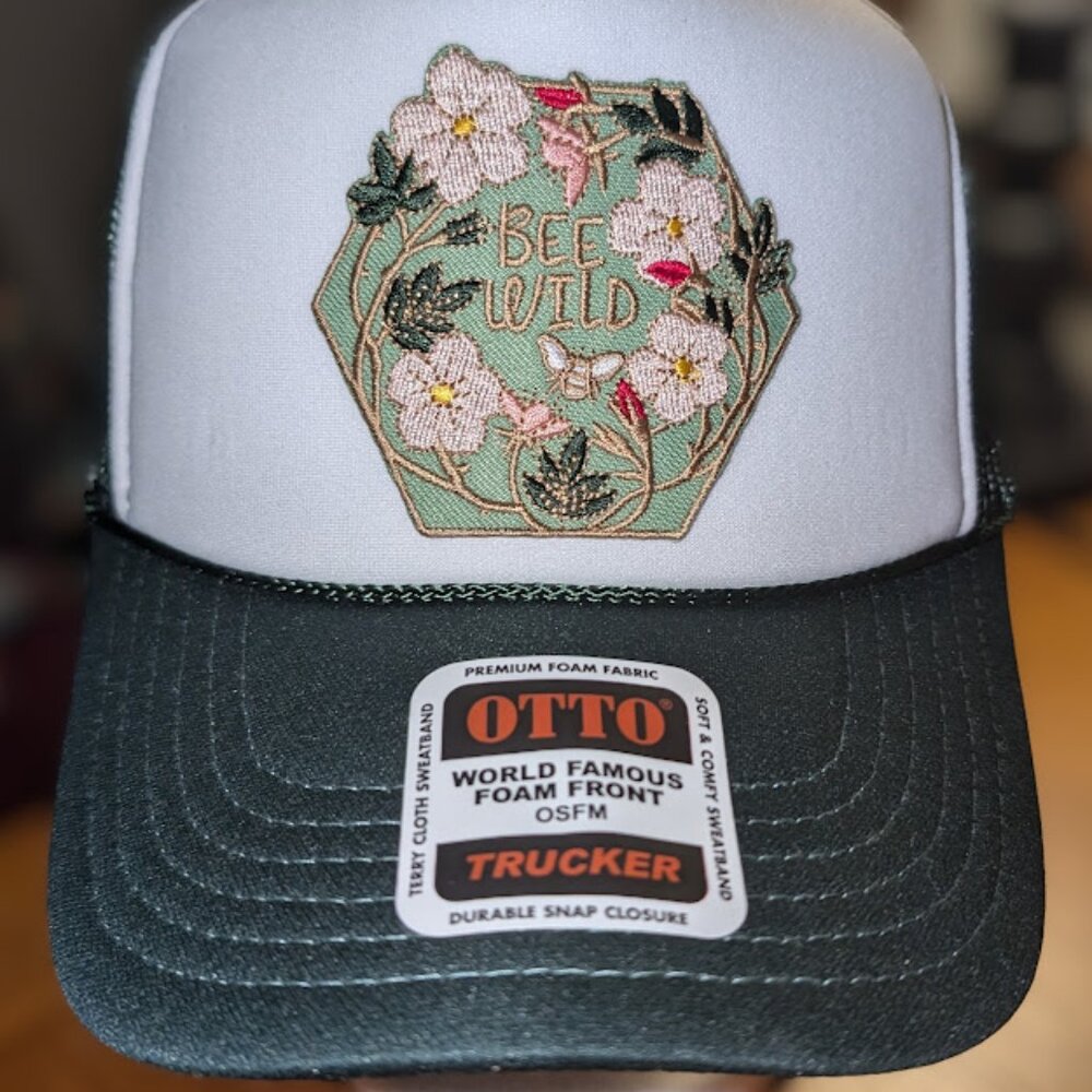 Trucker hat with iron on patch